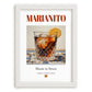 Marianito – Spanish Cocktail Drink, Beach Bar Painting, placed in minimal white frame