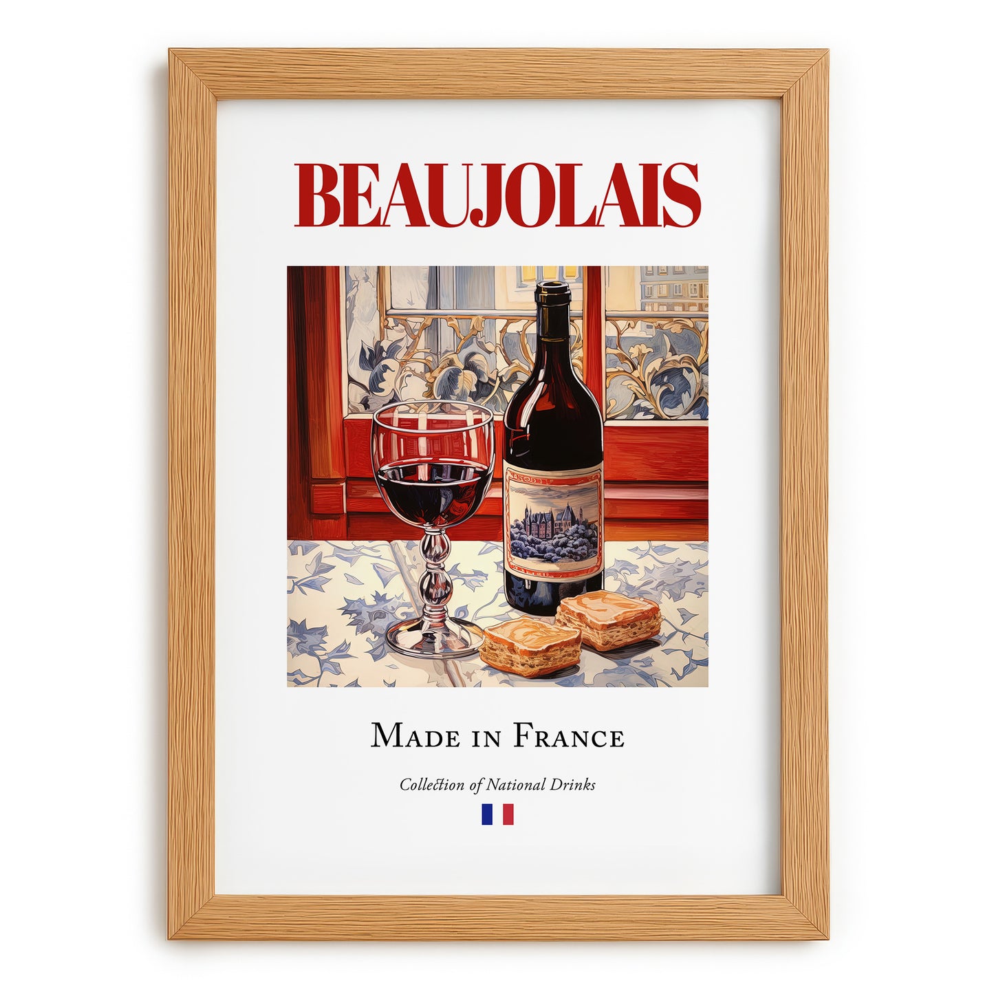Beaujolais – French Red Wine, Vinoteca Painting, set in oak frame