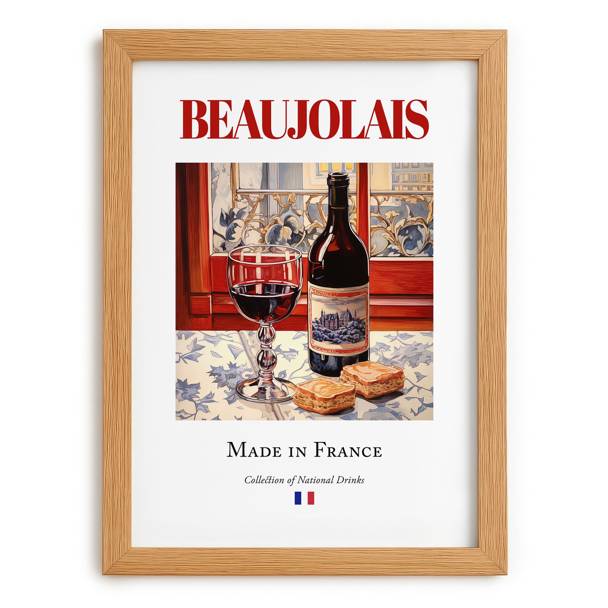 Beaujolais – French Red Wine, Vinoteca Painting, set in oak frame