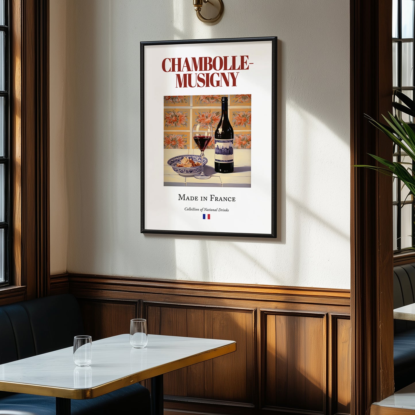 Chambolle-Musigny – French Red Wine, Vineyard Terrace Still Life, clean layout with no caption