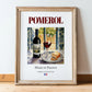 Pomerol – French Red Wine, Wine Bar Print, in wooden frame leaning on the floor