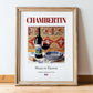 Chambertin – French Red Wine, Wine Bar Painting, in wooden frame leaning on the floor