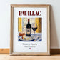 Pauillac – French Red Wine, Wine Bar Wall Decor, in wooden frame leaning on the floor