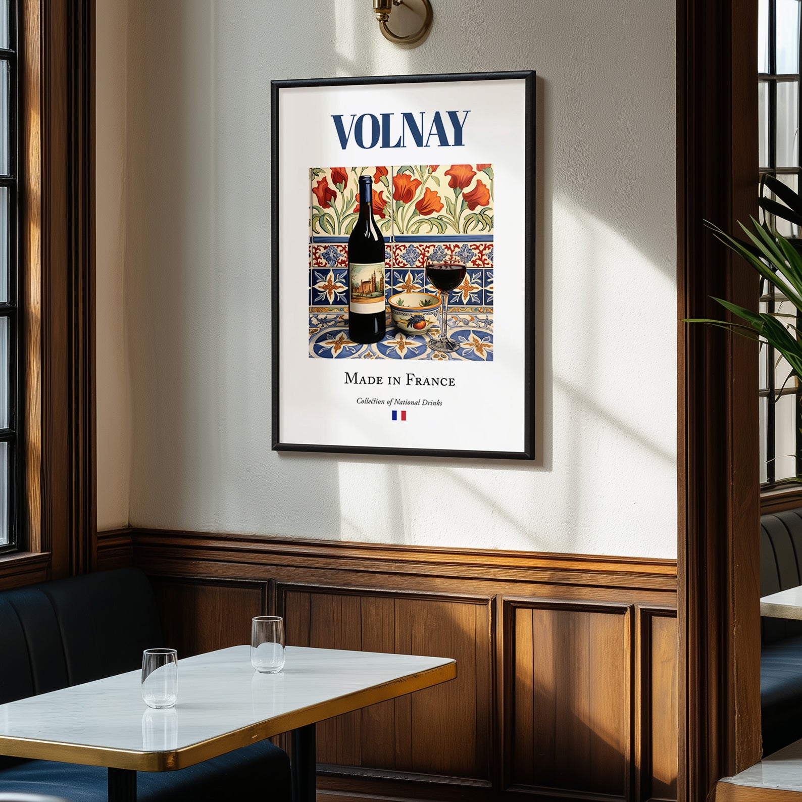 Volnay – French Red Wine, Vineyard Terrace Poster, clean layout with no caption
