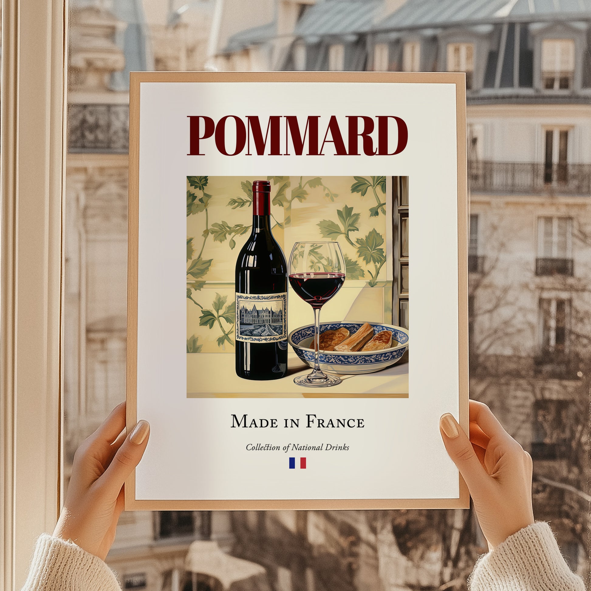 Pommard – French Red Wine, Vinoteca Poster, styled in a charming Paris street view