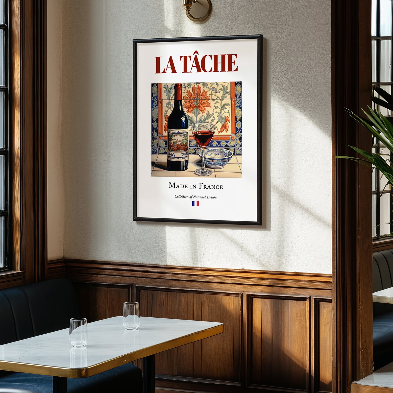 La Tâche – French Red Wine, Wine Bar Illustration, clean layout with no caption