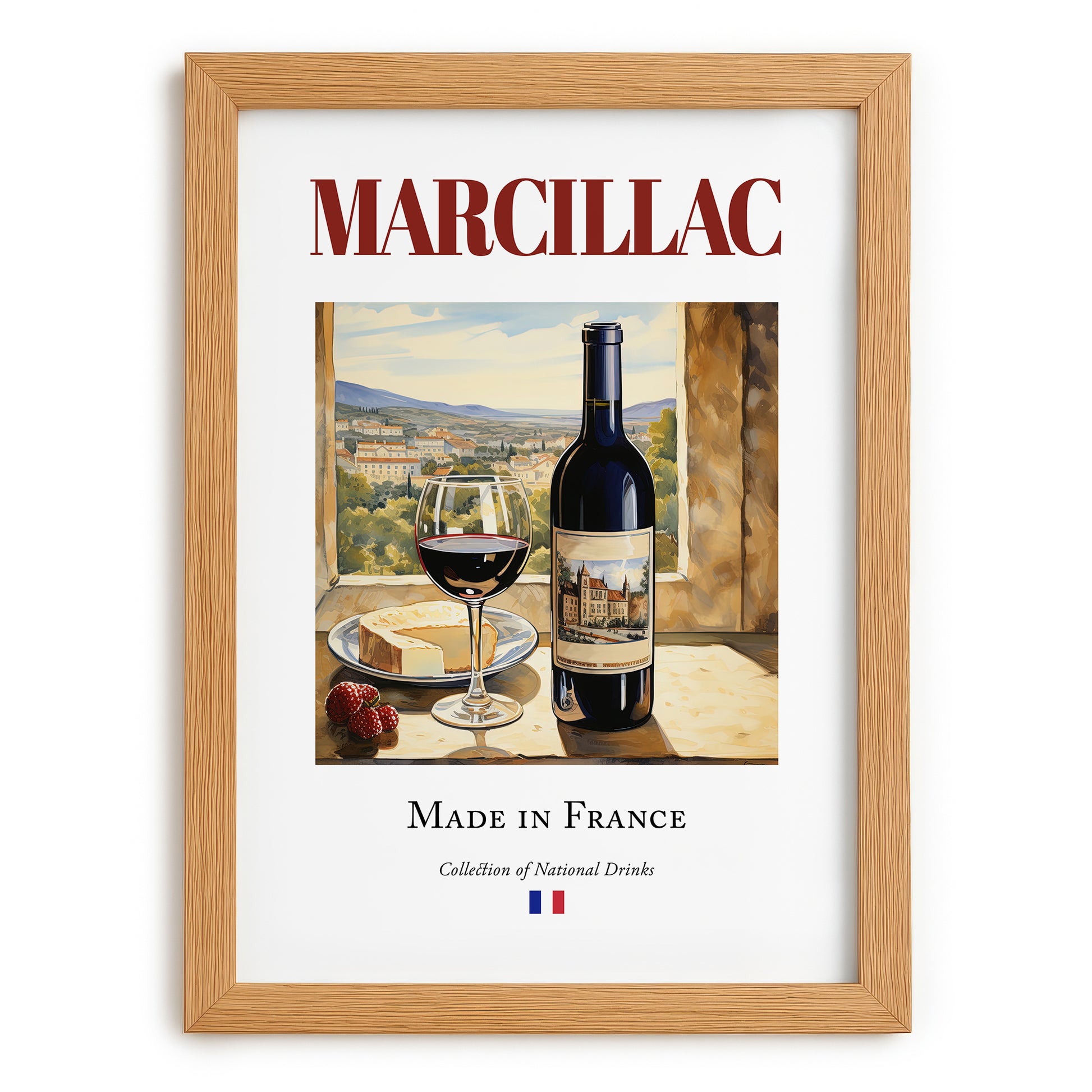 Marcillac – French Red Wine, Vinoteca Wall Decor, set in oak frame