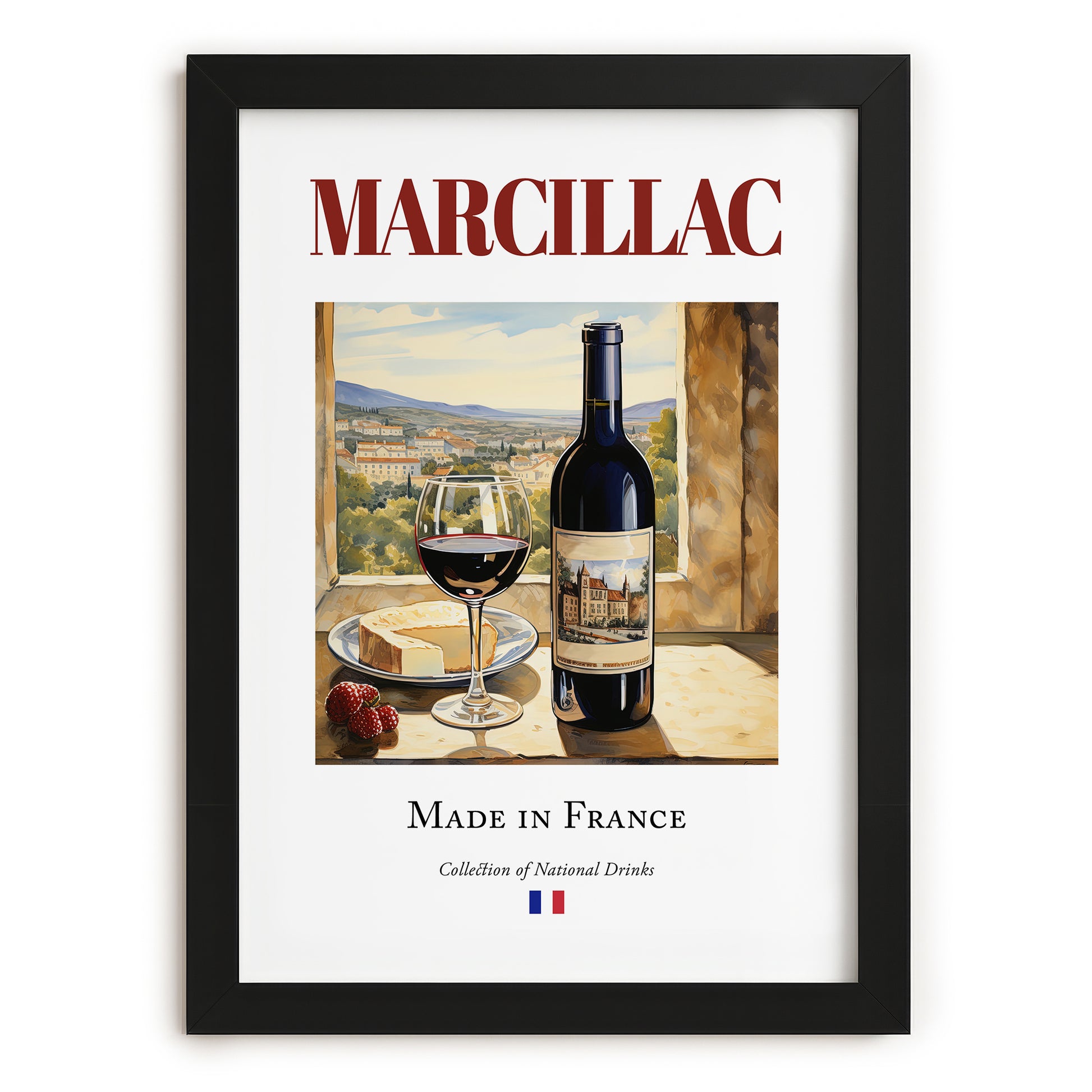 Marcillac – French Red Wine, Vinoteca Wall Decor, in sleek black frame