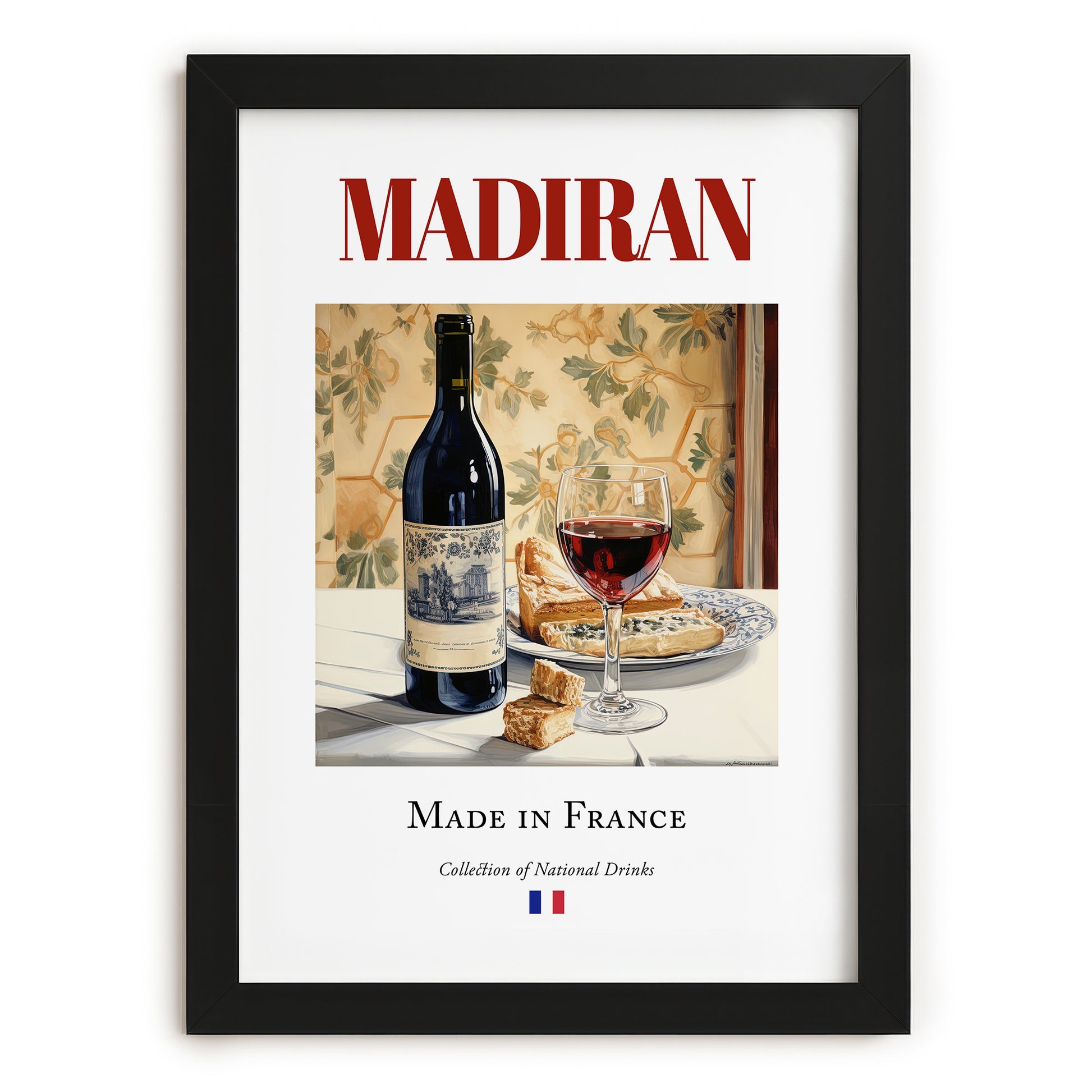 Madiran – French Red Wine, Vinoteca Illustration, in sleek black frame