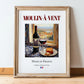 Moulin-à-Vent – French Red Wine, Wine Bar Still Life, in wooden frame leaning on the floor