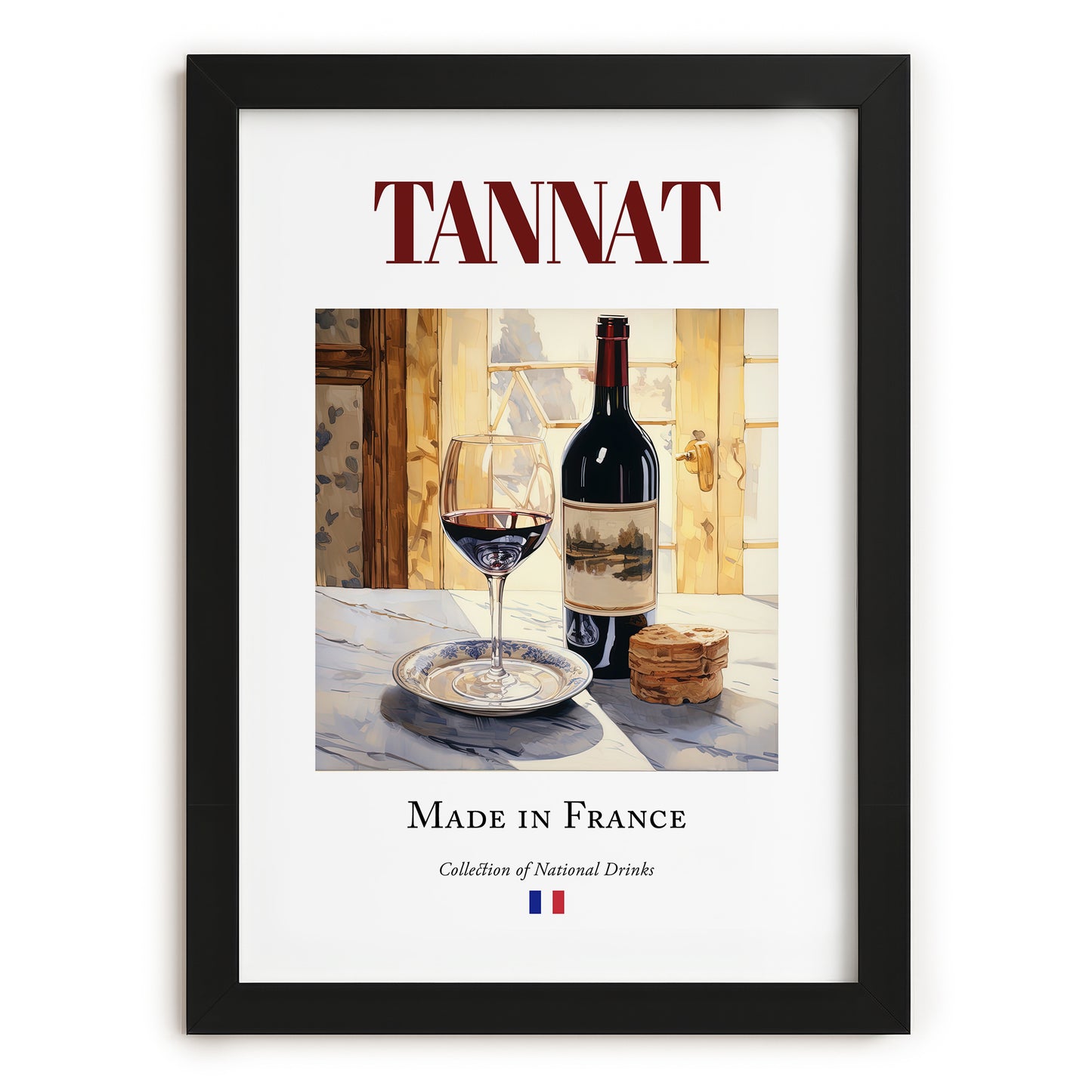 Tannat – French Red Wine, Vinoteca Illustration, in sleek black frame