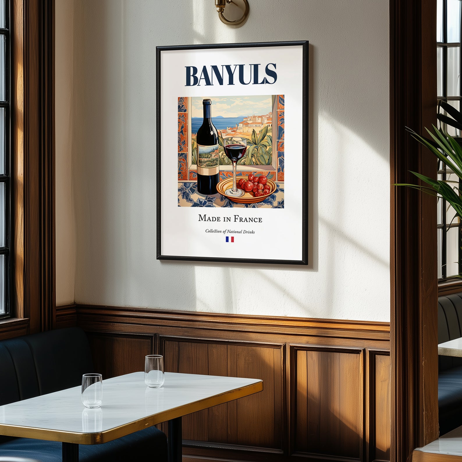 Banyuls – French Dessert Wine, Vineyard Terrace Art, clean layout with no caption