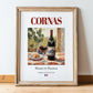 Cornas – French Red Wine, Bodega Print, in wooden frame leaning on the floor