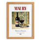 Maury – French Dessert Wine, Wine Bar Print, set in oak frame