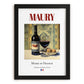 Maury – French Dessert Wine, Wine Bar Print, in sleek black frame