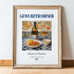 Gewurztraminer – French White Wine, Wine Bar Wall Art, in wooden frame leaning on the floor