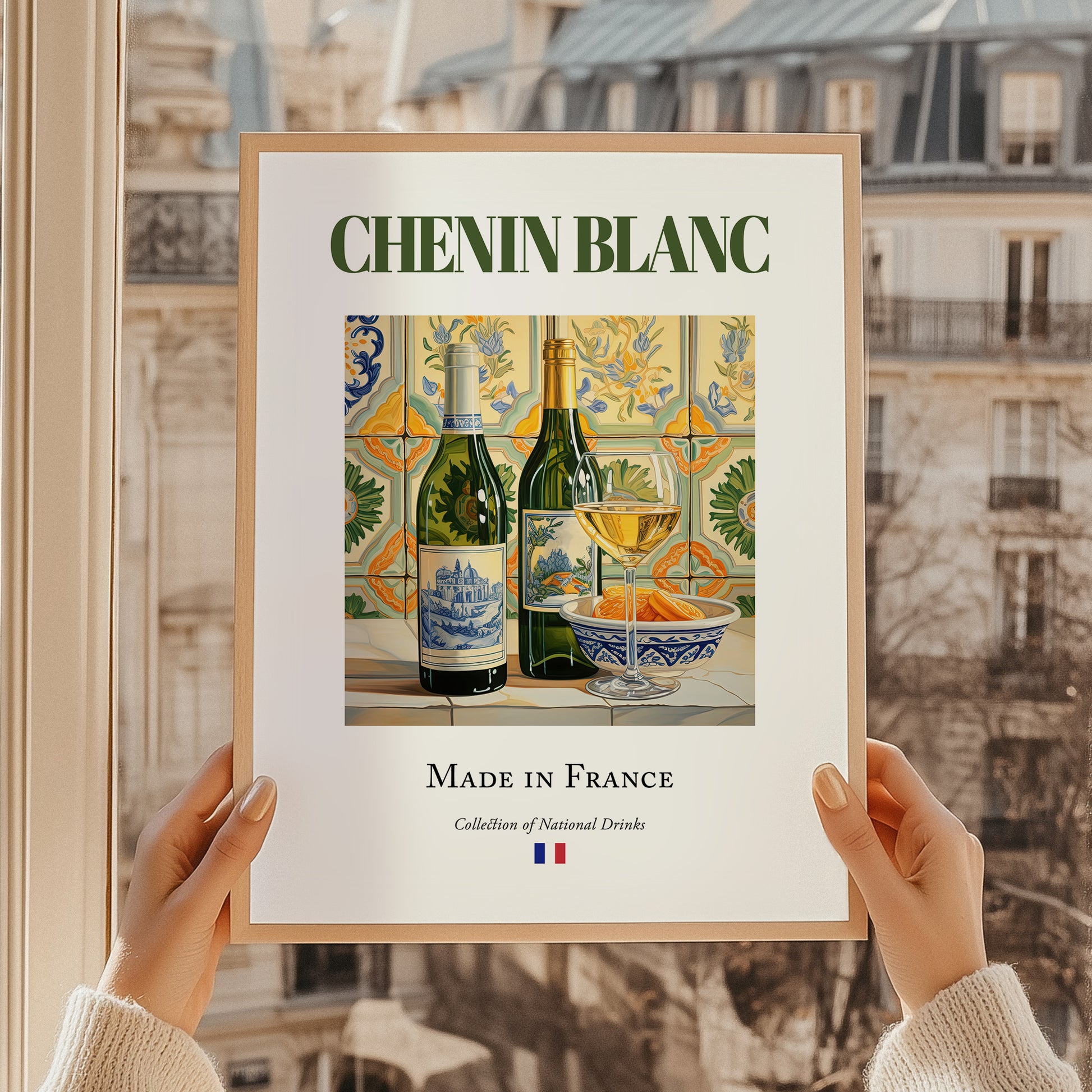 Chenin Blanc – French White Wine, Vinoteca Poster, styled in a charming Paris street view