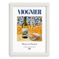 Viognier – French White Wine, Wine Bar Poster, placed in minimal white frame