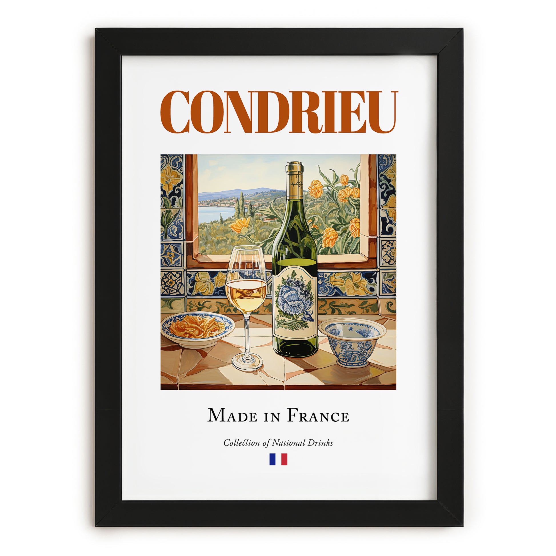 Condrieu – French White Wine, Enoteca Print, in sleek black frame