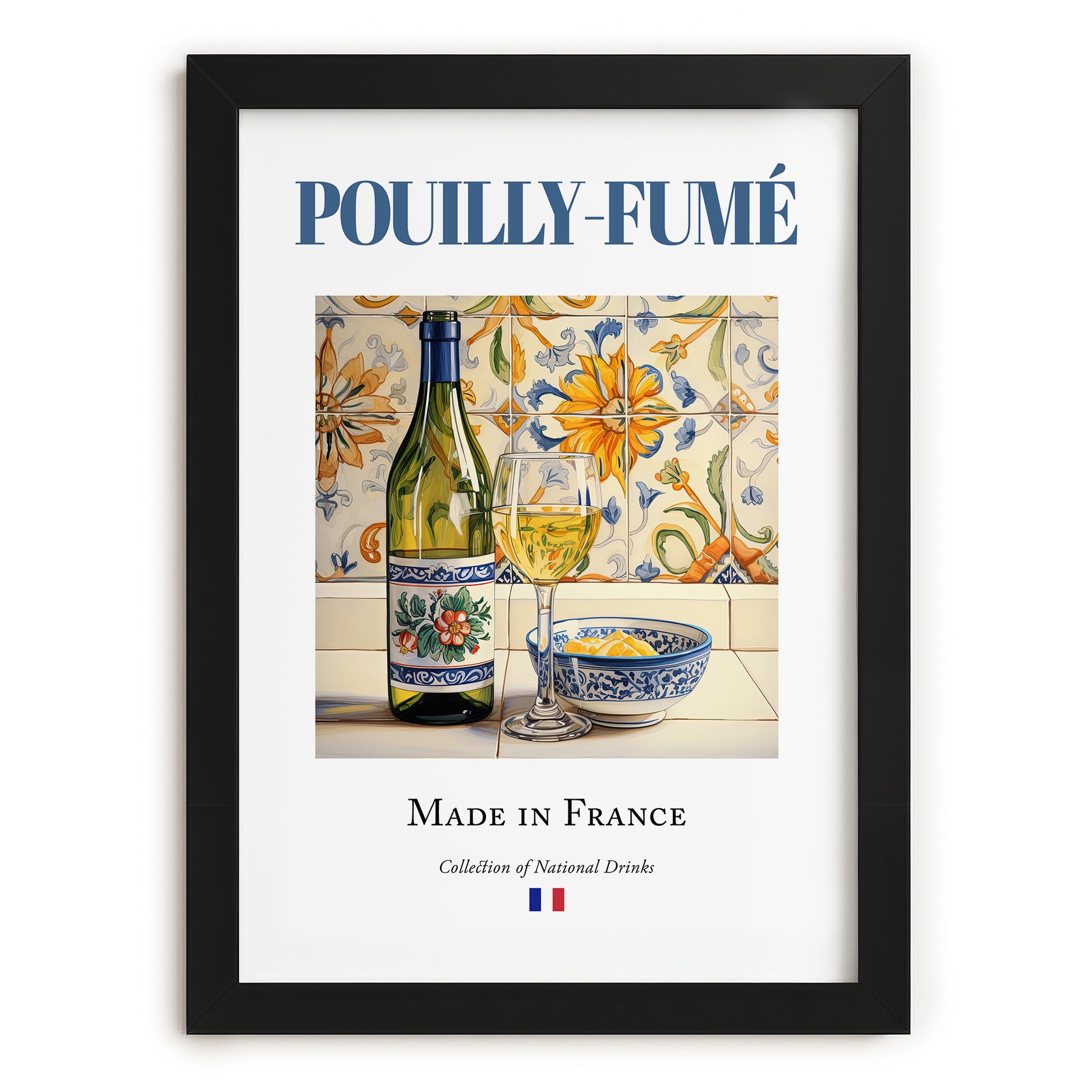 Pouilly-Fumé – French White Wine, Tasting Room Still Life, in sleek black frame