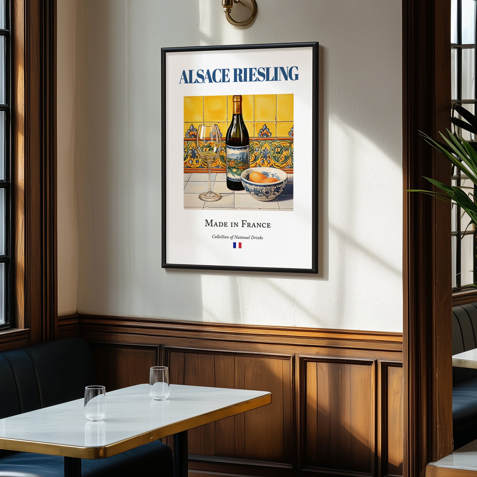 Alsace Riesling – French White Wine, Bodega Wall Decor, clean layout with no caption