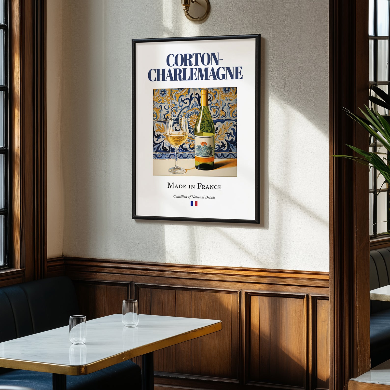 Corton-Charlemagne – French White Wine, Vinoteca Poster, clean layout with no caption