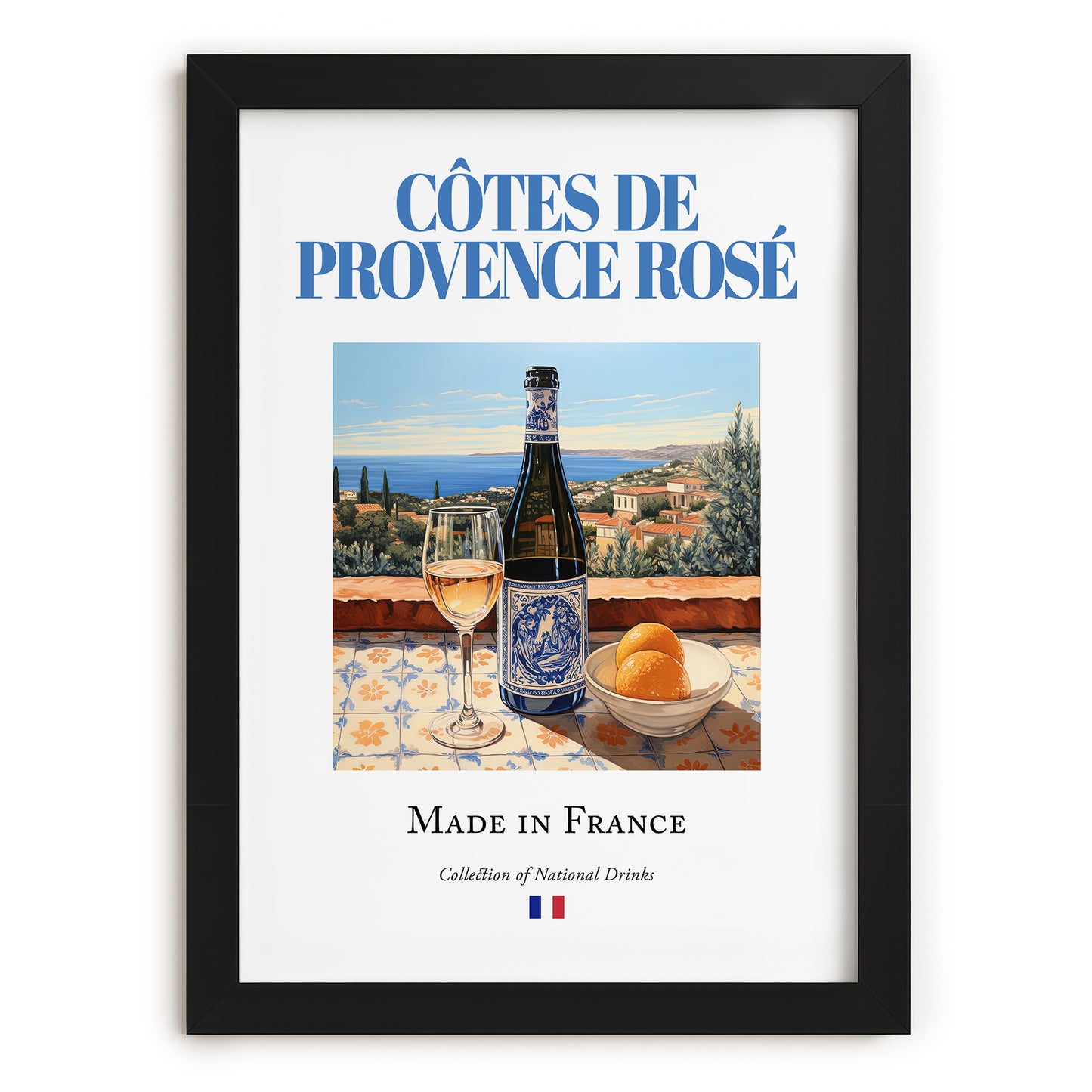 Côtes de Provence Rosé – French Rose Wine, Bodega Poster, in sleek black frame