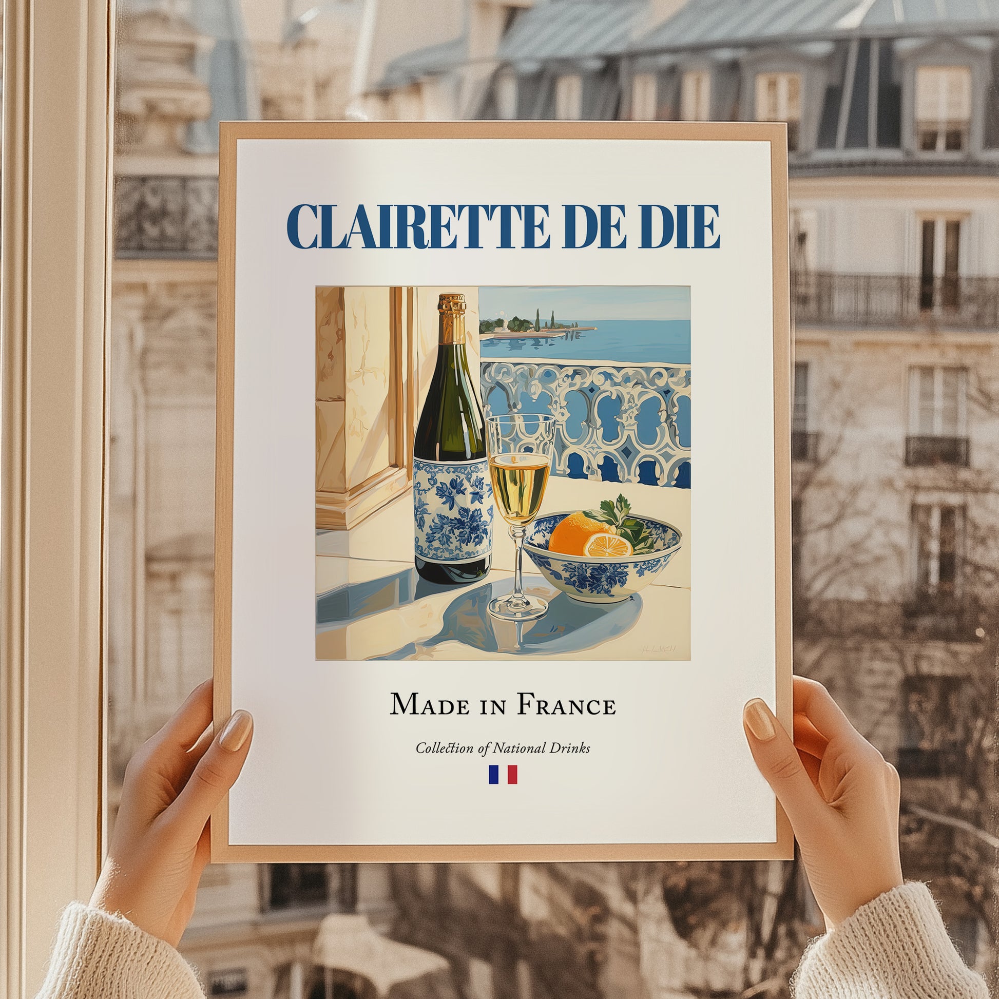 Clairette de Die – French Sparkling Wine, Vinoteca Poster, styled in a charming Paris street view