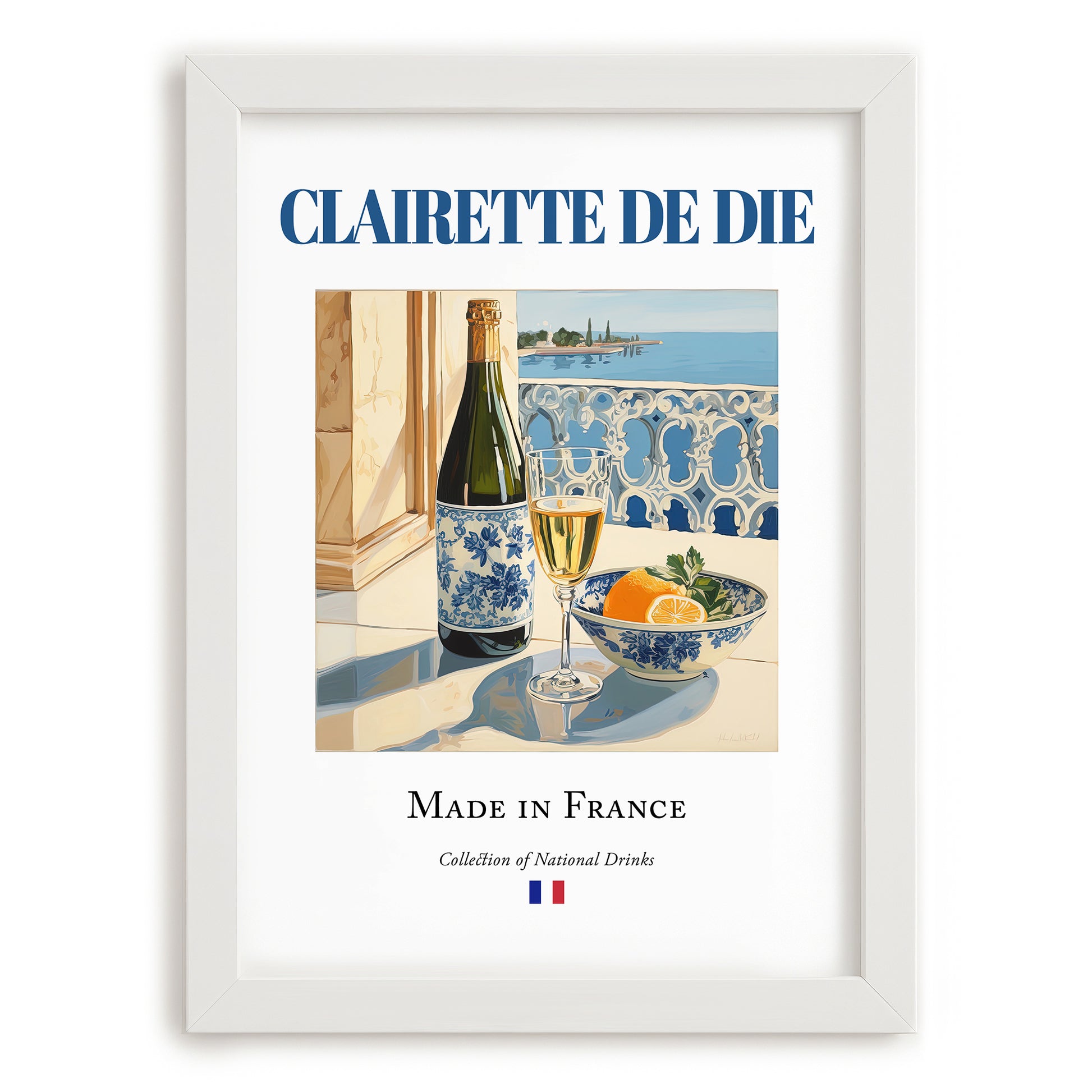 Clairette de Die – French Sparkling Wine, Vinoteca Poster, placed in minimal white frame