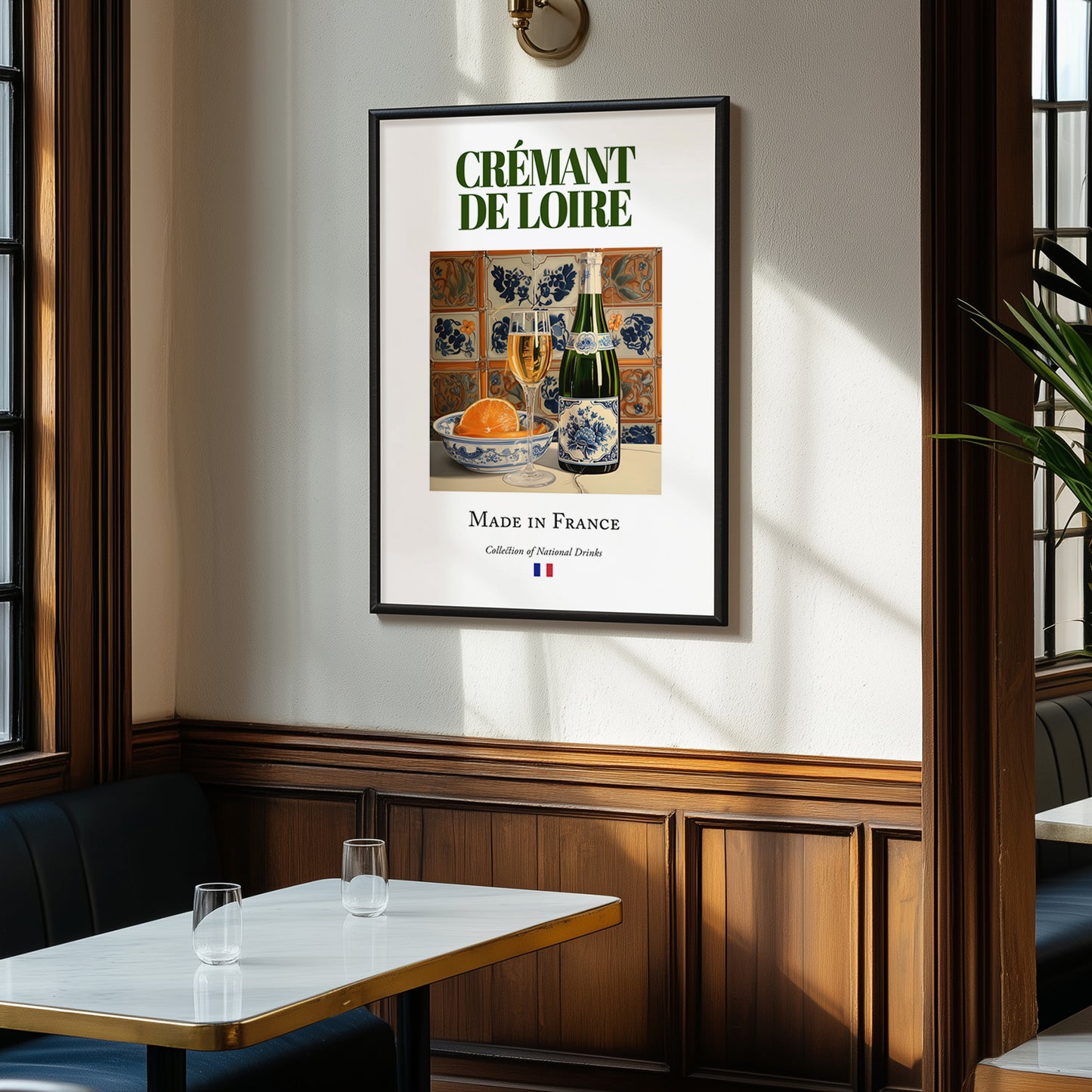 Crémant de Loire – French Sparkling Wine, Wine Bar Illustration, clean layout with no caption