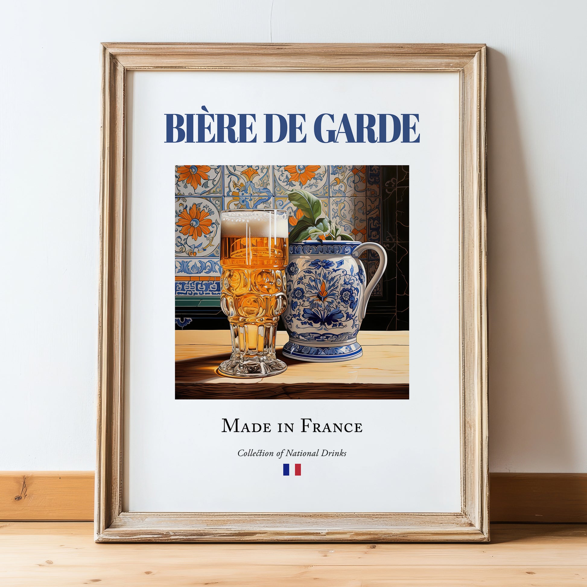 Bière de garde – French Beer, Gastropub Poster, in wooden frame leaning on the floor