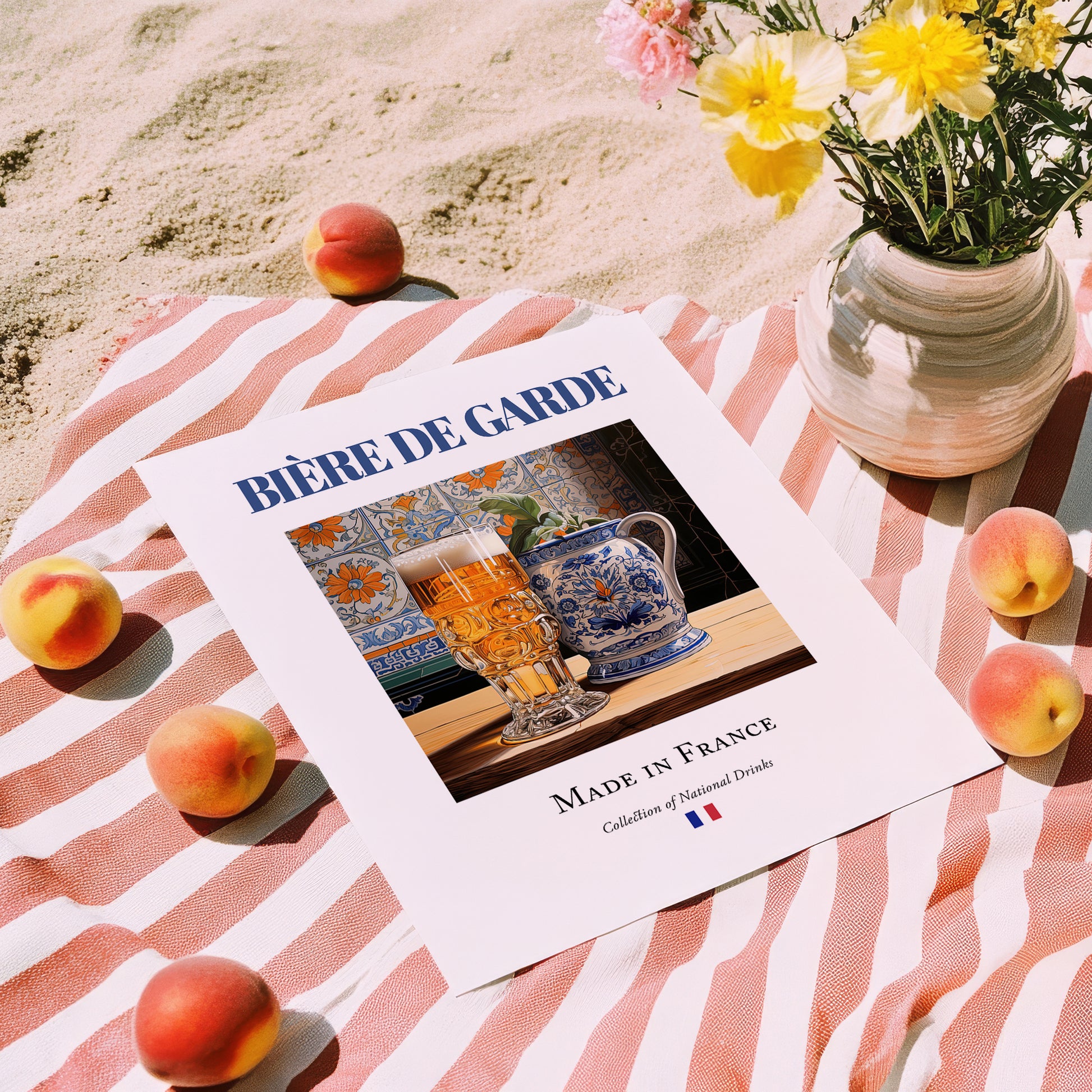 Bière de garde – French Beer, Gastropub Poster, unframed on coastal sand