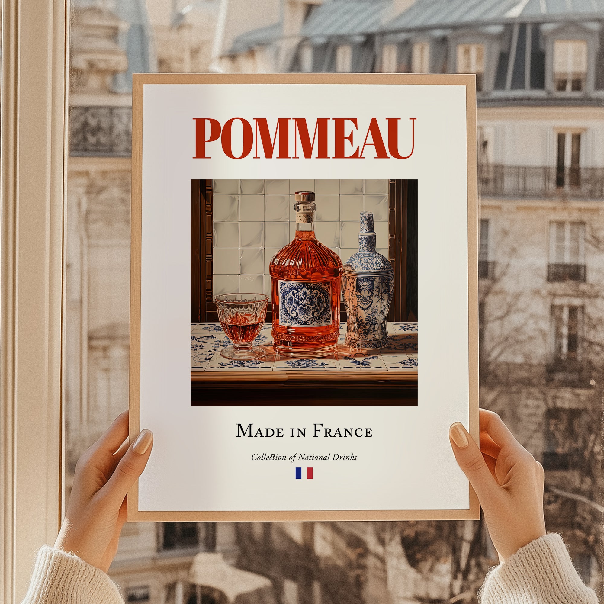 Pommeau – French Liqueur Drink, Sky Bar Poster, styled in a charming Paris street view