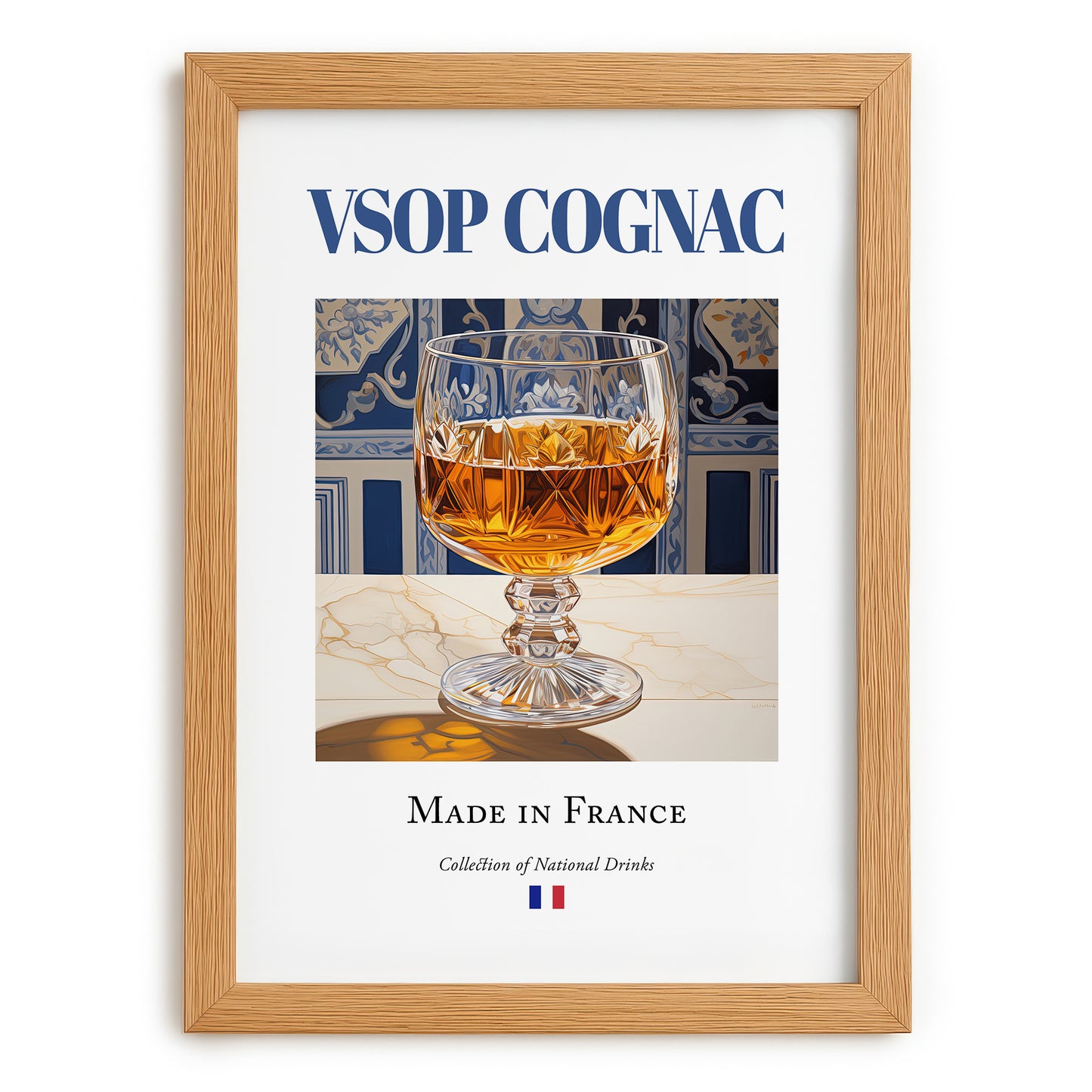 VSOP Cognac – French Spirit Drink, Speakeasy Wall Art, set in oak frame