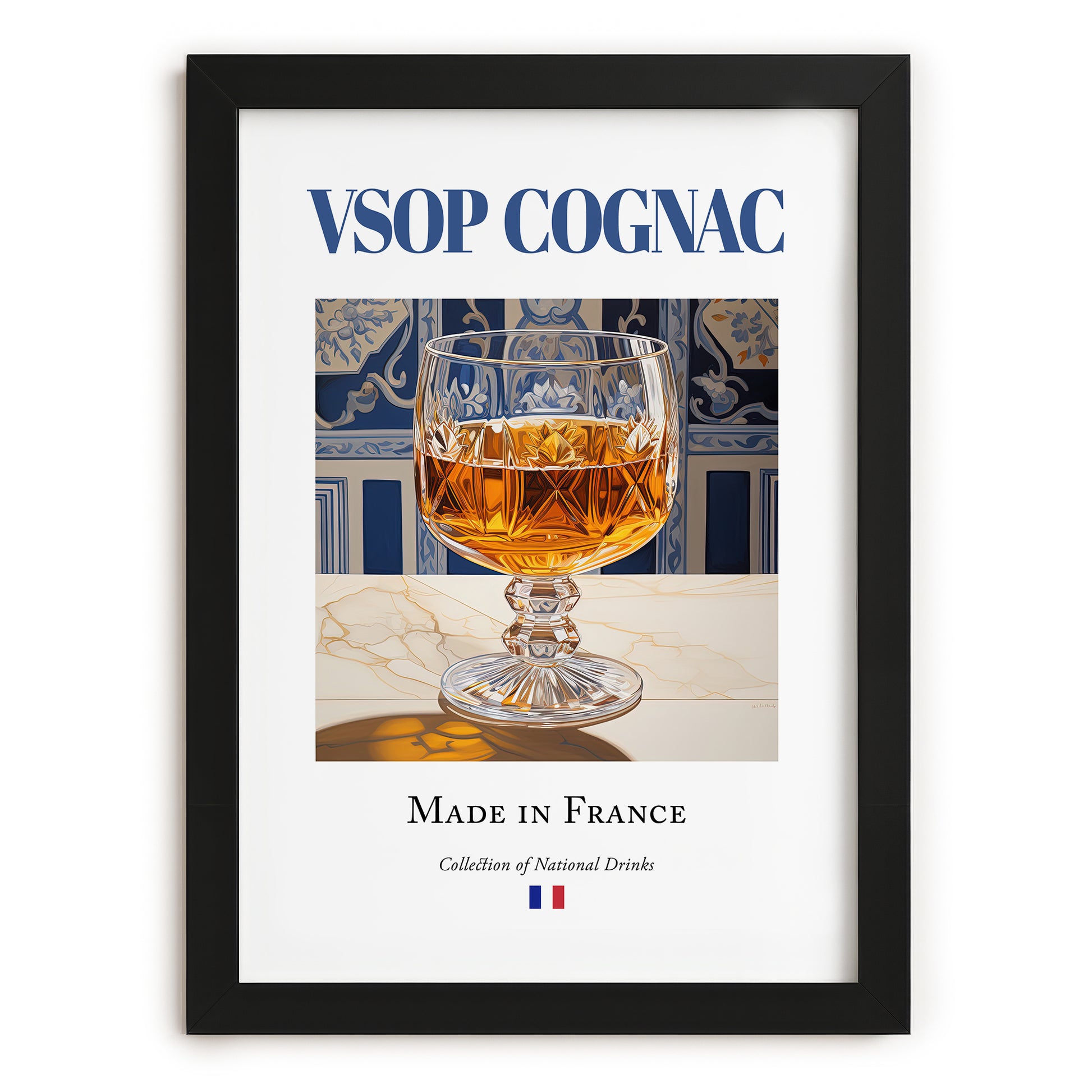 VSOP Cognac – French Spirit Drink, Speakeasy Wall Art, in sleek black frame
