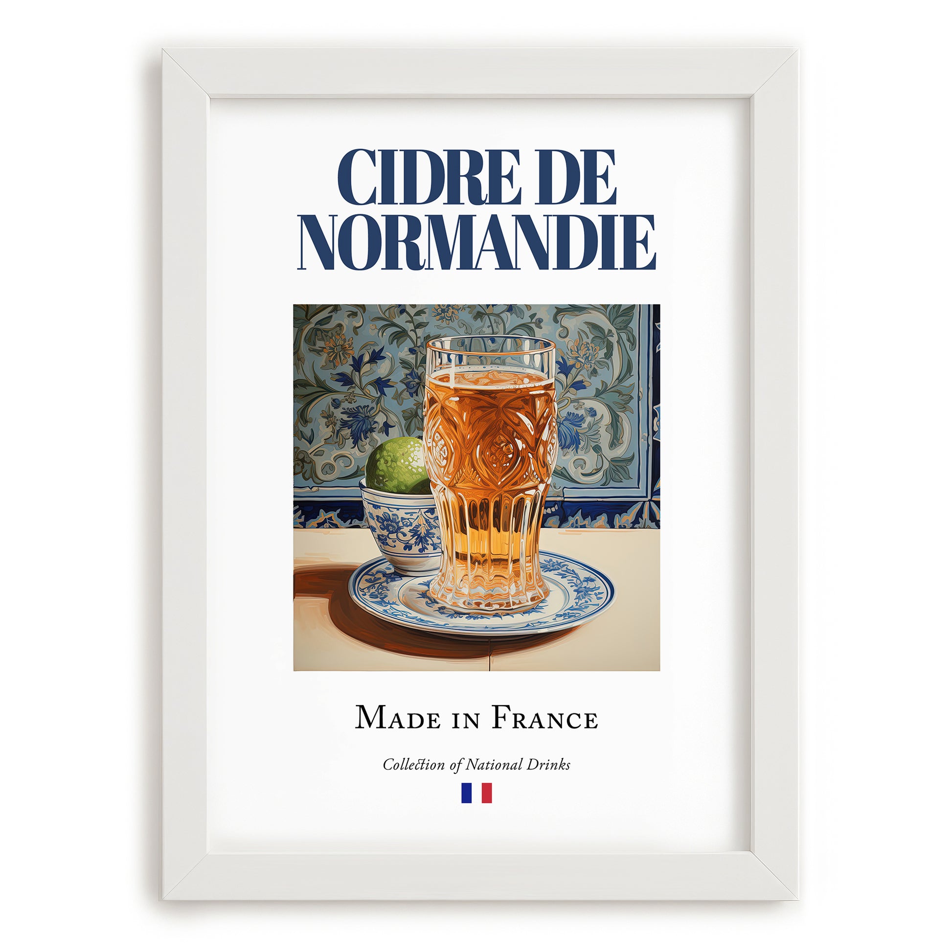 Cidre de Normandie – French Cider Cider, Cidreria Print, placed in minimal white frame