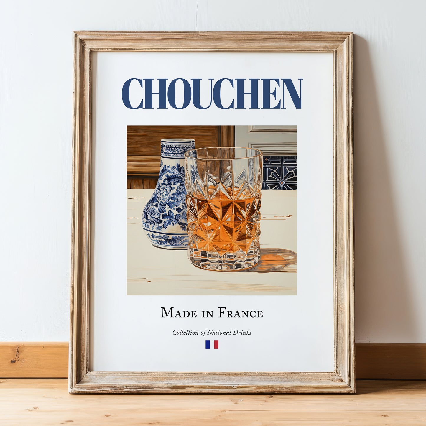 Chouchen – French Beverage Drink, Cocktail Lounge Poster, in wooden frame leaning on the floor