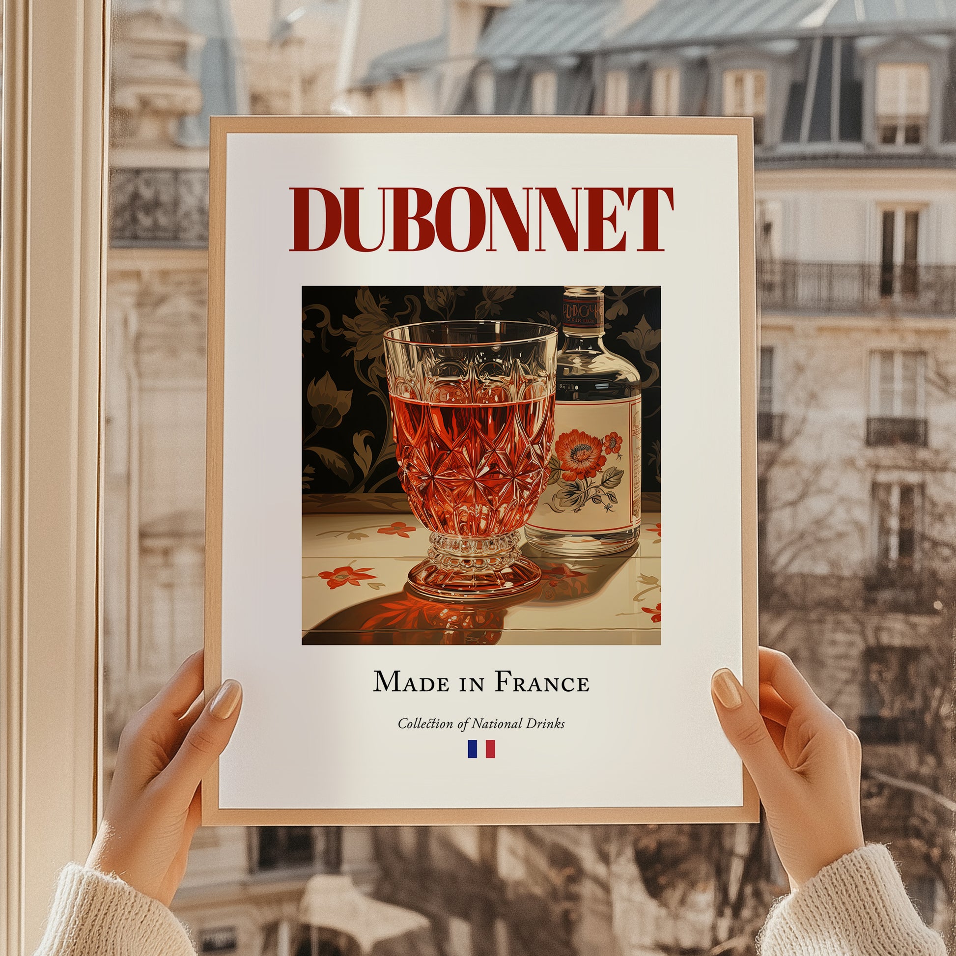 Dubonnet – French Liqueur Drink, Cocktail Lounge Poster, styled in a charming Paris street view