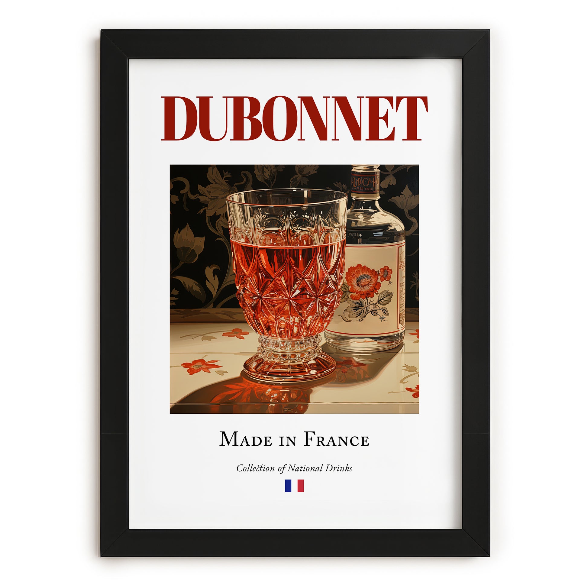 Dubonnet – French Liqueur Drink, Cocktail Lounge Poster, in sleek black frame