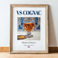 VS Cognac – French Spirit Drink, Hotel Lobby Poster, in wooden frame leaning on the floor