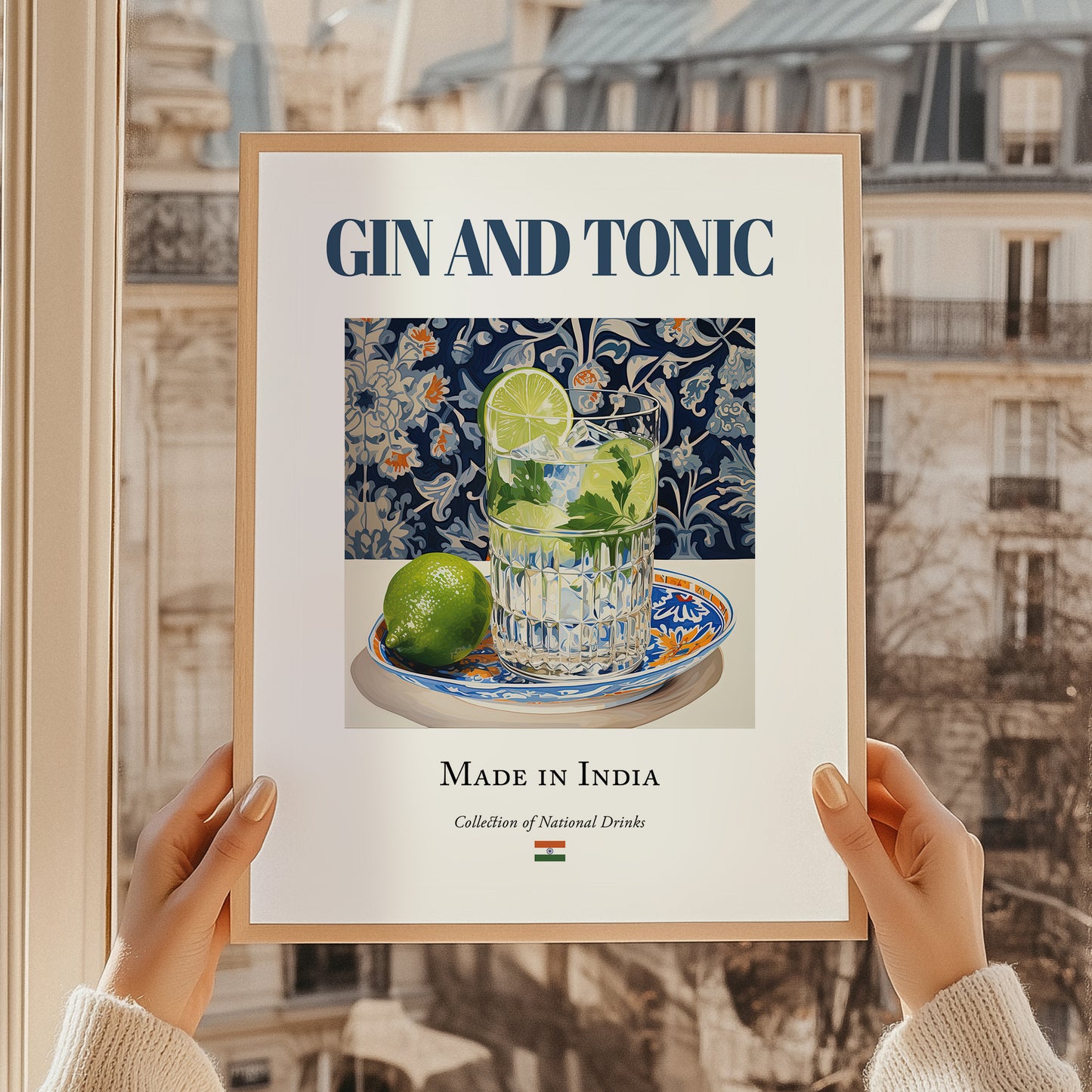 Gin and Tonic – Indian Cocktail Drink, Beach Bar Still Life, styled in a charming Paris street view