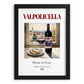 Valpolicella – Italian Red Wine, Wine Bar Illustration, in sleek black frame