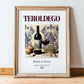 Teroldego – Italian Red Wine, Enoteca Still Life, in wooden frame leaning on the floor