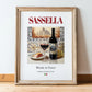 Sassella – Italian Red Wine, Vinoteca Still Life, in wooden frame leaning on the floor