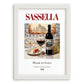Sassella – Italian Red Wine, Vinoteca Still Life, placed in minimal white frame