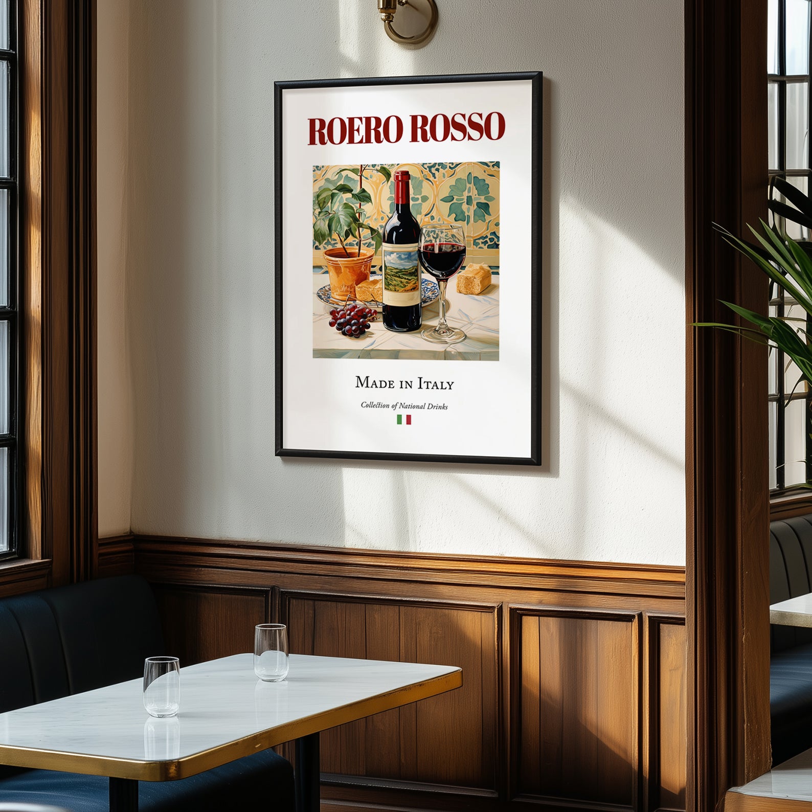 Roero Rosso – Italian Red Wine, Vineyard Terrace Poster, clean layout with no caption
