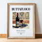 Buttafuoco – Italian Red Wine, Bodega Print, in wooden frame leaning on the floor