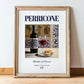 Perricone – Italian Red Wine, Tasting Room Illustration, in wooden frame leaning on the floor