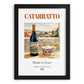 Catarratto – Italian White Wine, Wine Bar Illustration, in sleek black frame