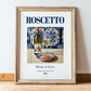 Roscetto – Italian White Wine, Vinoteca Print, in wooden frame leaning on the floor